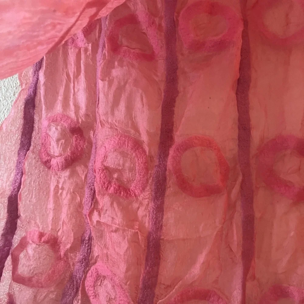 Handmade Boiled Wool on Silk Scarf Dusty Rose